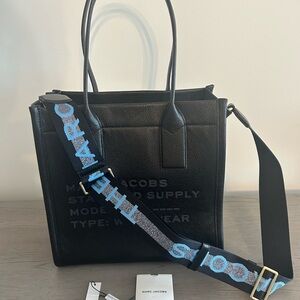 Marc Jacobs XL Crinkled Black Leather Tote w/ Strap